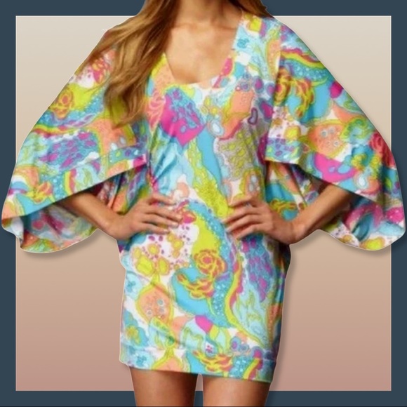 Trina Turk Other - Trina Turk Tangiers Wide Sleeve V-Neck Stretch Tunic Kimono Cover-up Swim Dress